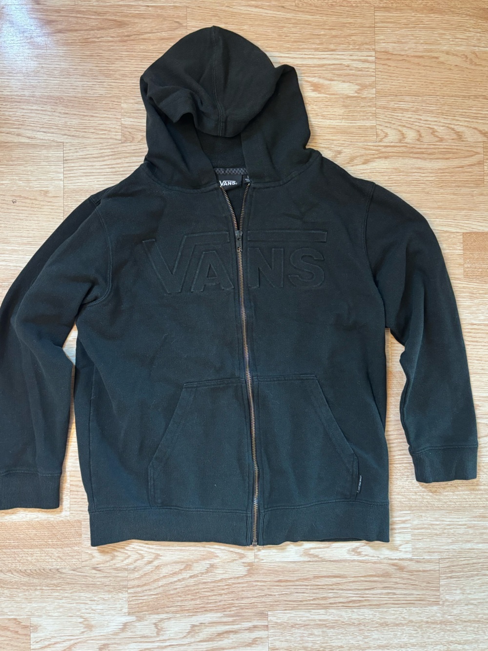 Vans Black Embossed Logo Full-Zip Hoodie